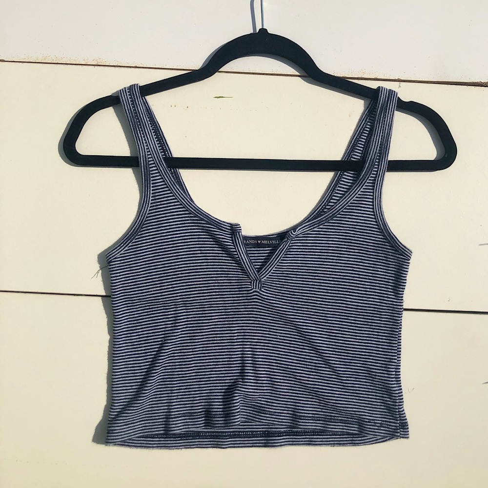 dark blue striped tank top